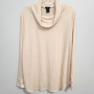Ann Taylor Heathered Cream Color, Cowl Neck, Lightweight, LS Top